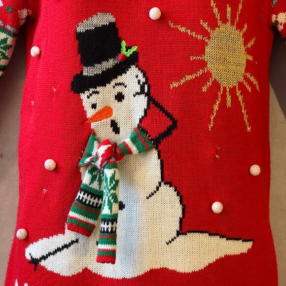NOBO Light Up I'M HAVING A MELTDOWN Snowman Ugly Christmas Tunic Sweater Size M - Picture 2 of 4